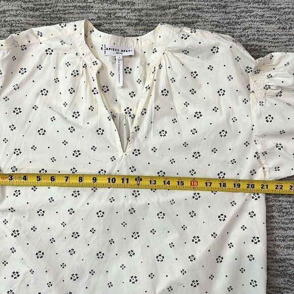 New Apiece Apart Marit Shirred Organic Cotton Blouse in Scattered Floral Small - Picture 9 of 13